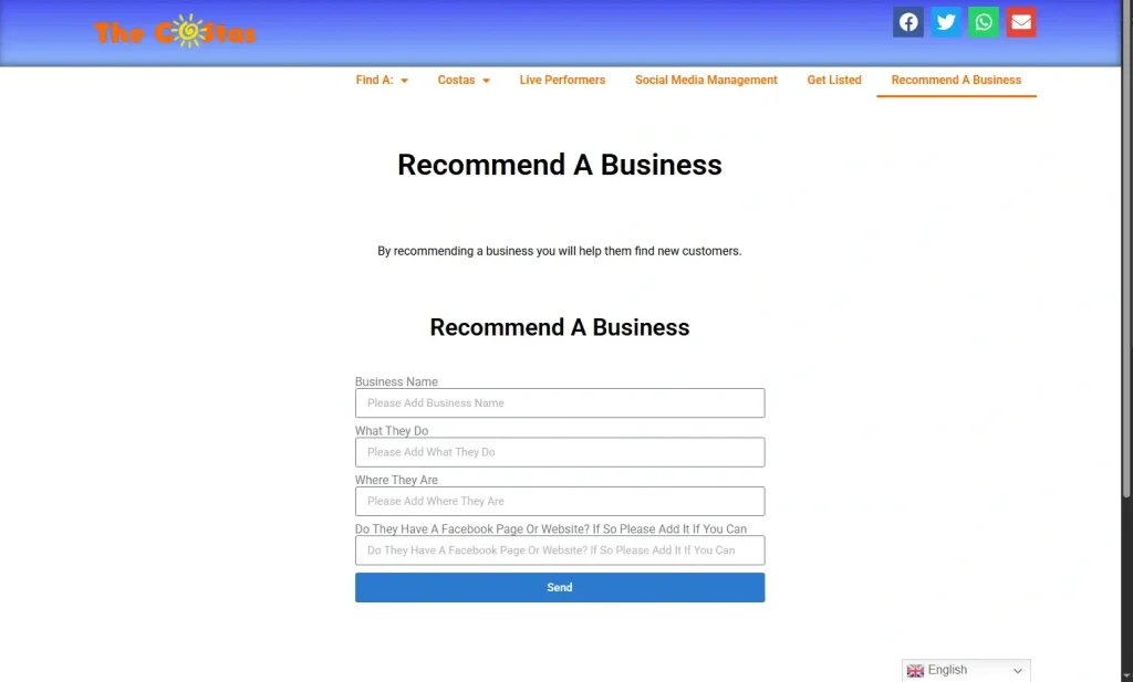Recommend A Business Page