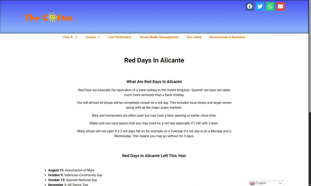 Red Days In Alicante