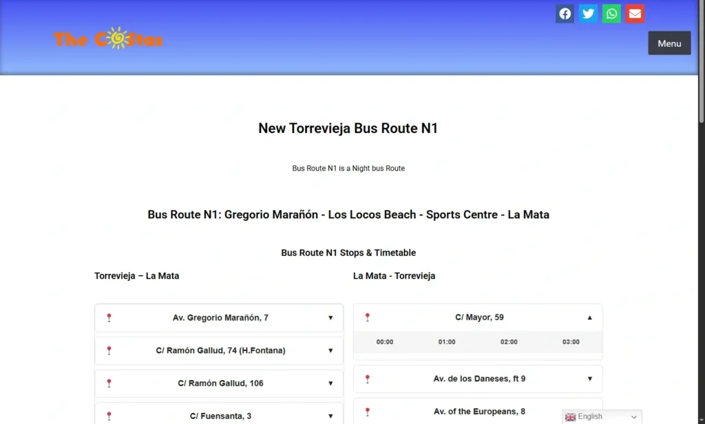 New Torrevieja Bus Route N1