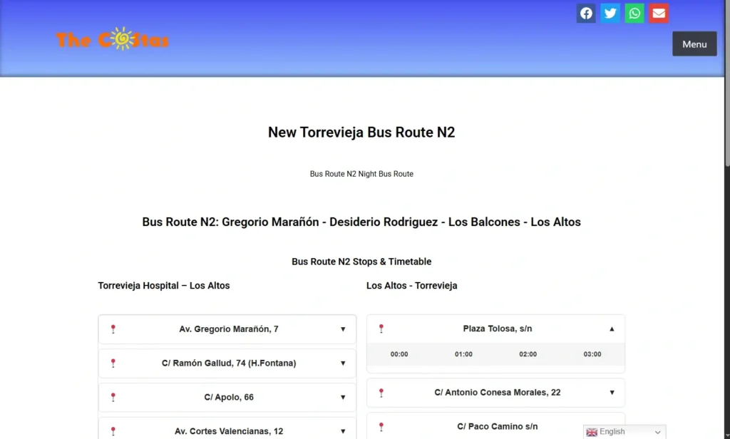 New Torrevieja Bus Route N2